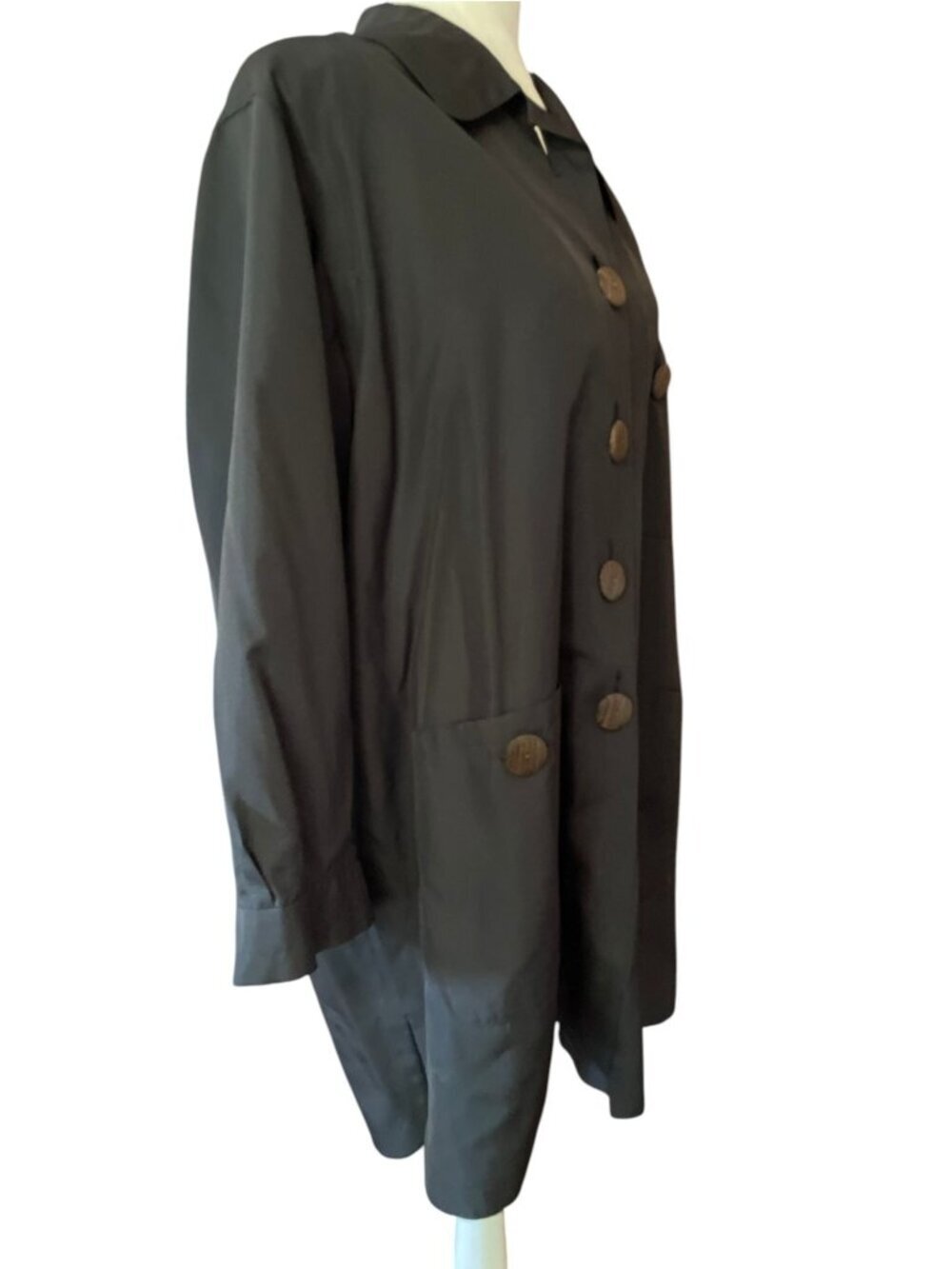 Vintage Yves Saint Laurent Black Silk Smock Jacket 1990s Couture Oversized SZ L - Picture 11 of 15